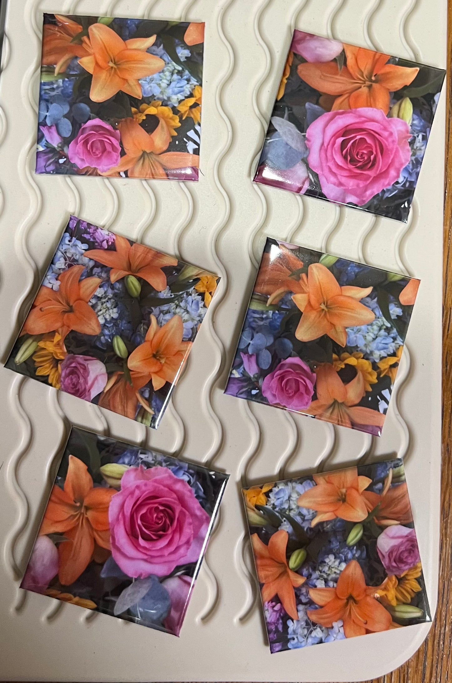 Premium custom 2x2 photo magnets, Favorite flower photos for fridge or any magnetic surface.