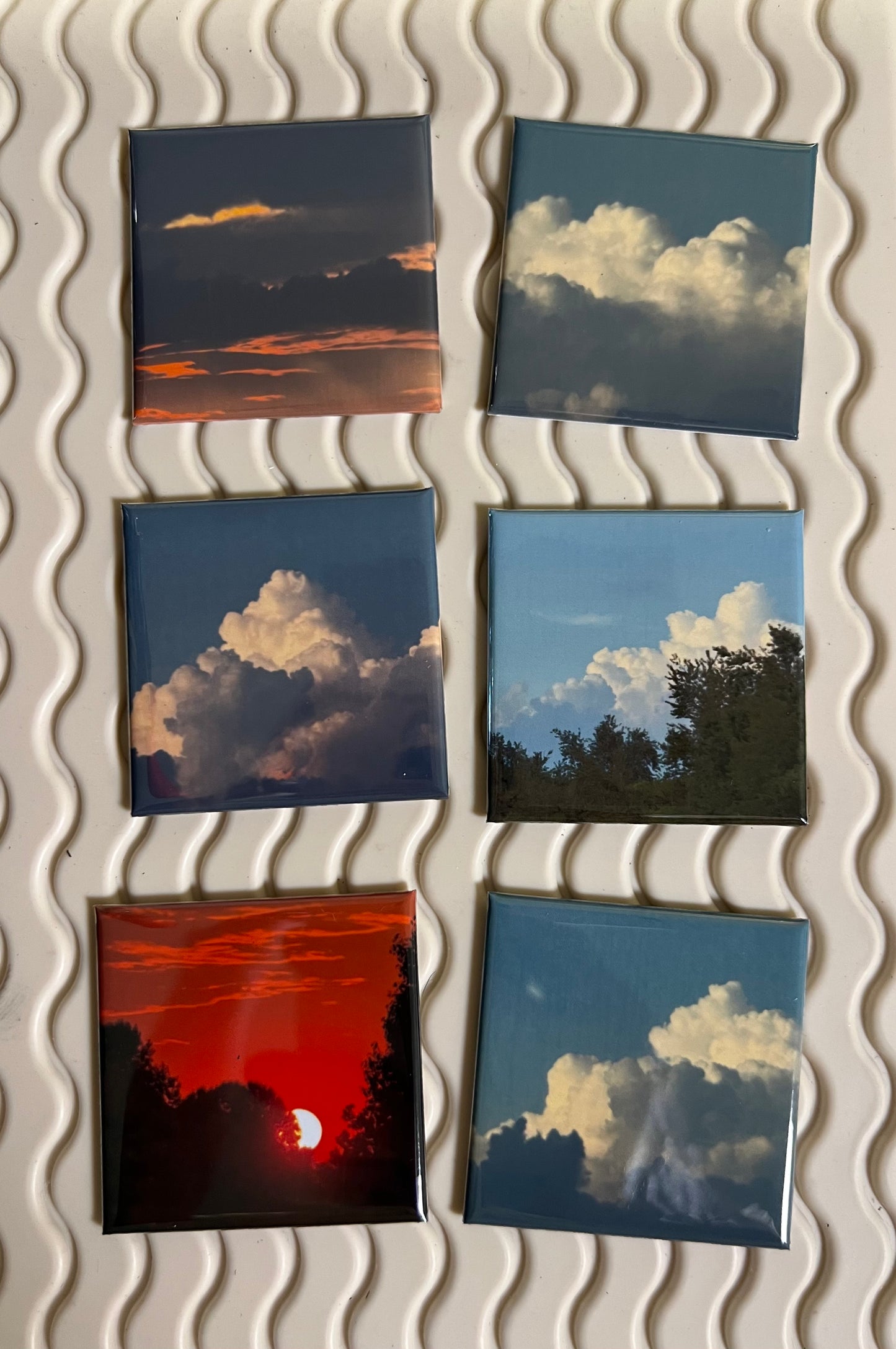 Premium custom 2x2 photo magnets, Sunset sky photos for fridge or any magnetic surface.