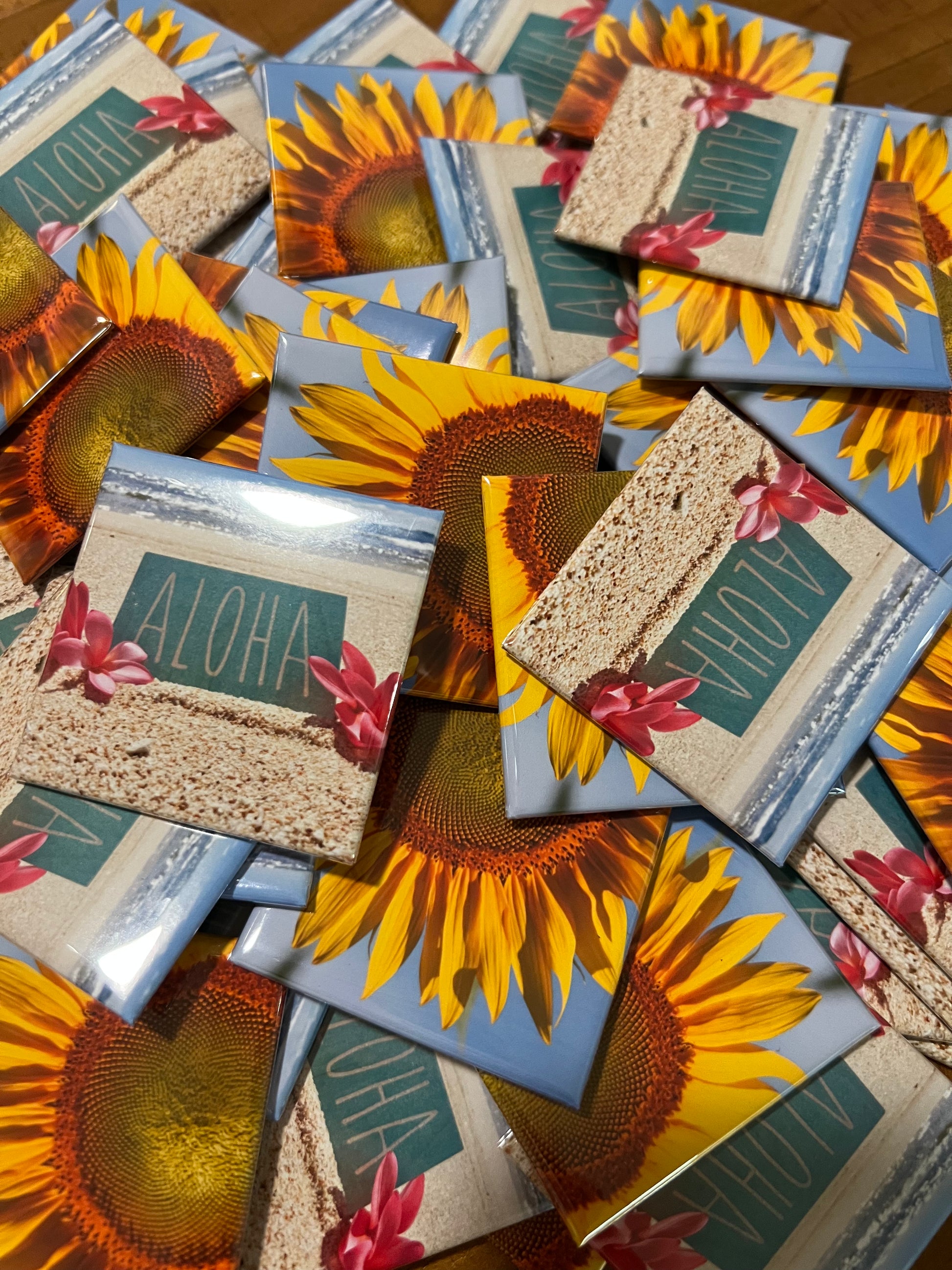 Premium custom 2x2 bulk photo magnets for Hawaii gift shop business merch. For fridge or any magnetic surface. 